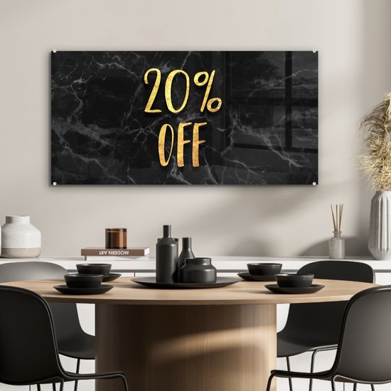 Peinture sur verre MuchoWow® 80x40 cm - Peinture acrylique sur verre - Sale - Or - Marbre - Photo sur verre - Peintures