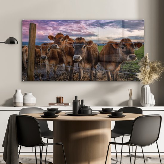 MuchoWow® Peinture sur Verre - Vache - Animaux - Vaches - 120x60 cm - Peintures sur Verre Acrylique - Photo sur Glas