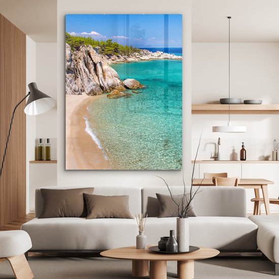 MuchoWow® Peinture sur verre 120x160 cm - Peinture sur verre acrylique - Mer - Plage - Été - Photo sur verre - Peintures