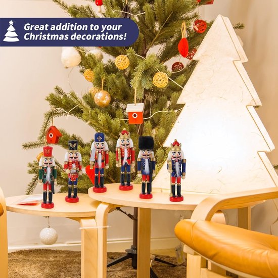 Set De 6 Casse-Noisettes En Bois Pour Noël - Soldats Décoratifs Avec Boîte Cadeau, 13 Cm