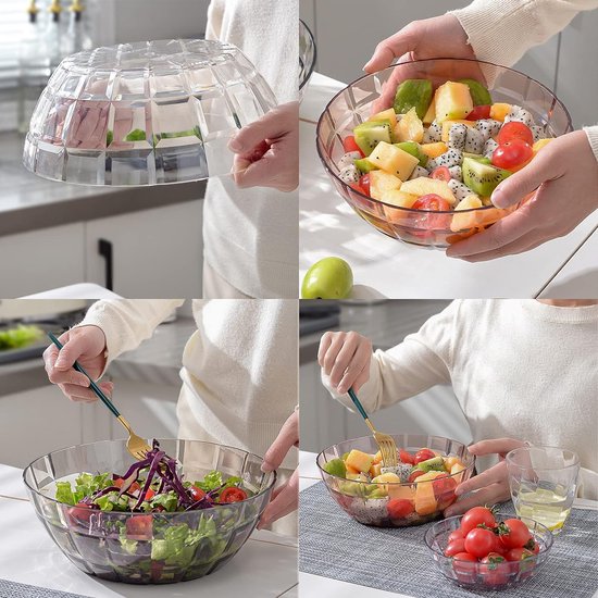 WAIZHIUA 30 stuks plastic kommen 300 ml herbruikbare plastic serveerschalen onbreekbare peuterkommen slakom voor kinderfeest, decoratie, snack, fruit, vaatwasser en magnetron (6 kleuren