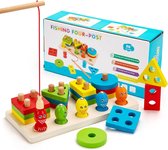 Houten visspel voor kinderen, 2-in-1 Montessori-speelgoed voor 3-4-5-jarigen, houten sorteer- en stapelspeelgoed voor peuters, kleuterschoolspeelgoed educatief speelgoed