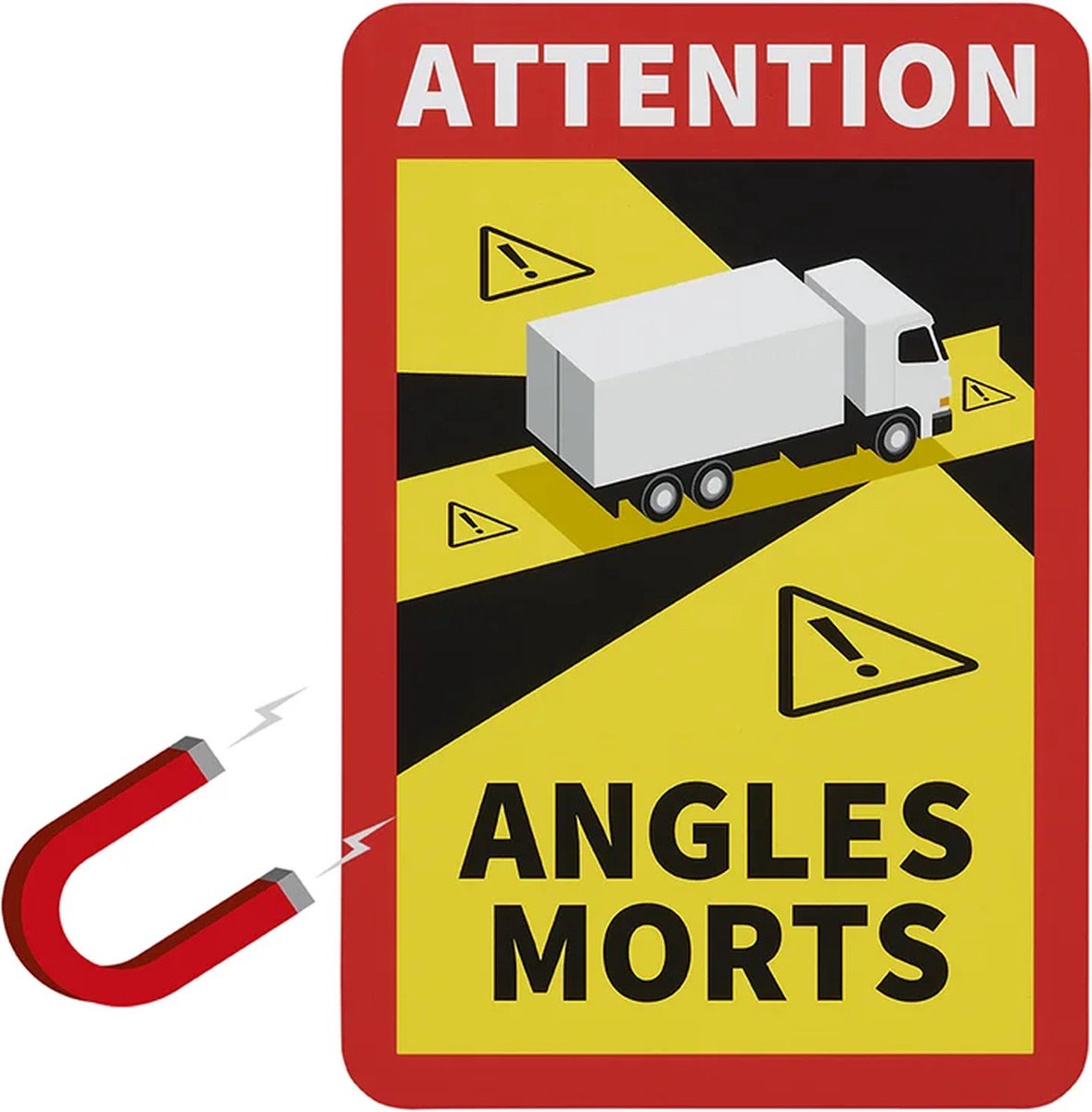 VCTparts Magneetsticker Attention Angles Morts! Vrachtwagen Dodehoek Waarschuwingsplaat