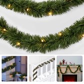 Cheqo® Feestelijke Kerstslinger - 270 Cm - 26 LED's - Op Batterijen - Guirlande - Kerstversiering - Kerstlampjes - Kerstboomverlichting - Kerstverlichting - Sfeerverlichting - Kerst Slinger - Warm Wit