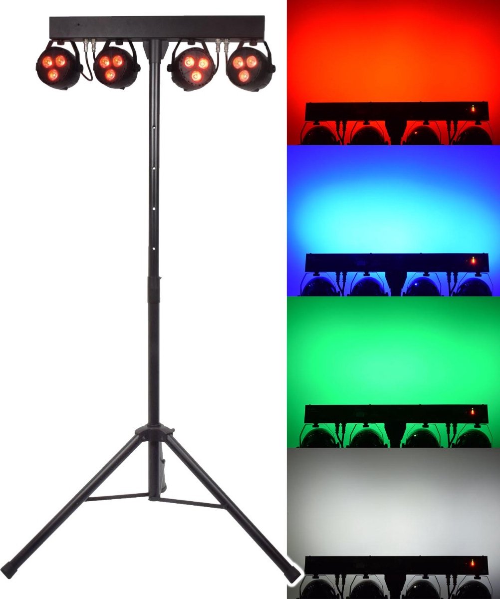 Qtx oplaadbare LED par bar met 4 RGBW lampen en statief