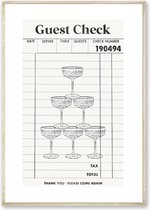Ninety4 Studio - Guest Check Poster - Champagne Poster - Poster voor Keuken - 30 x 40cm