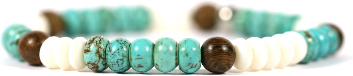IbizaMen - turkoois ,howliet en bruin hout - 8mm - 21cm