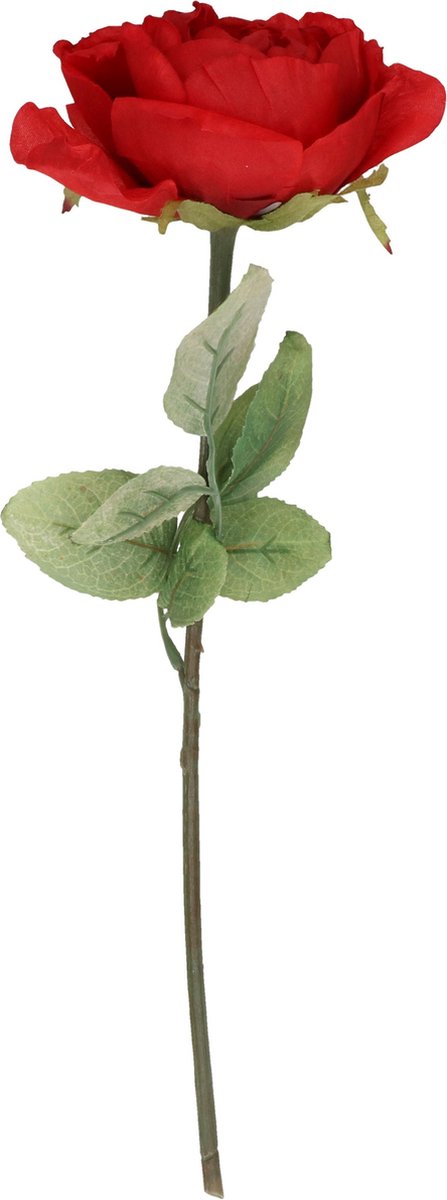 Top Art Kunstbloem roos Diana - rood - 36 cm - kunststof steel - decoratie bloemen