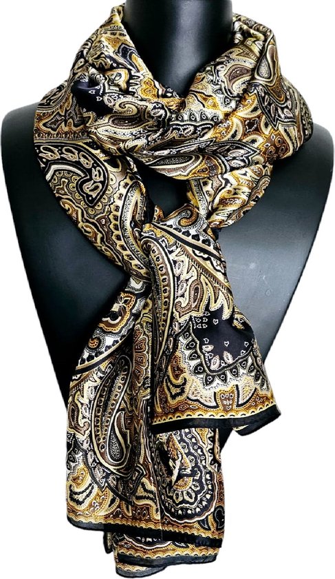 Dames sjaal satijn Zwart -Youhomy accessoires XL Silk sjaal 78X185 CM - Langwerpige satijn sjaal - zijden sjaal- Luxe shawl- Omslagsjaal- Moederdag cadeau- Bloemen Design| cadeaus voor vrouwen| Moederdag| Verjaardag cadeau