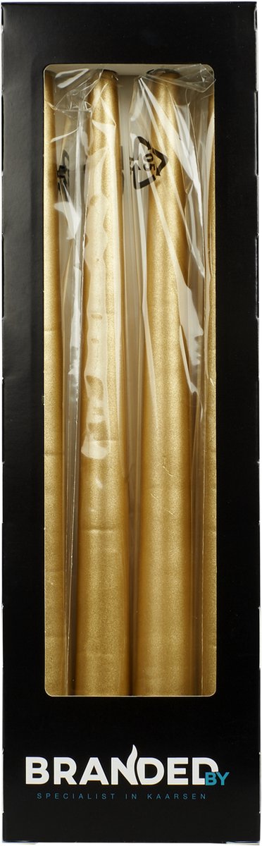 Branded by gouden dinerkaarsen - 2,2x28cm - 8h
