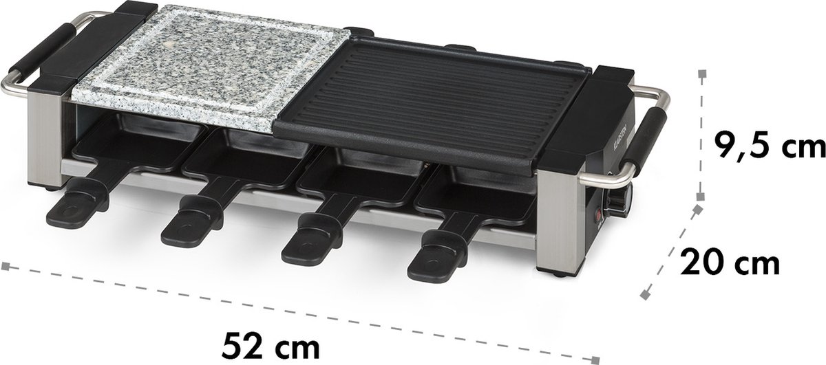 Bistecca Raclette 1200W Metal/Piedra 8 personas Indicadores luminosos led