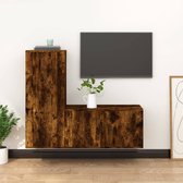 The Living Store tv-meubel set - Klassiek - Tv-kast - 80 x 34.5 x 40 cm - 40 x 34.5 x 100 cm - Kleur- Gerookt eiken