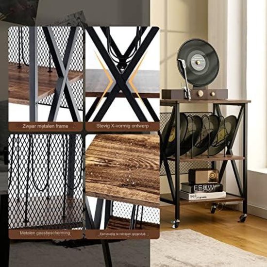 HYCFYJR Platenspelerstandaard, platenspelertafel met vinylplatenopslag