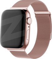 Bandz Milanese loop band geschikt voor Apple Watch 1/2/3/4/5/6/8/9/10/11/SE(2-3)/Ultra (2-3) - maat: 44mm / 45mm / 46mm / 49mm - Hoogwaardig gevlochten stalen materiaal - Milanees bandje met magneetsluiting - roségoud Milanees Apple Watch bandje
