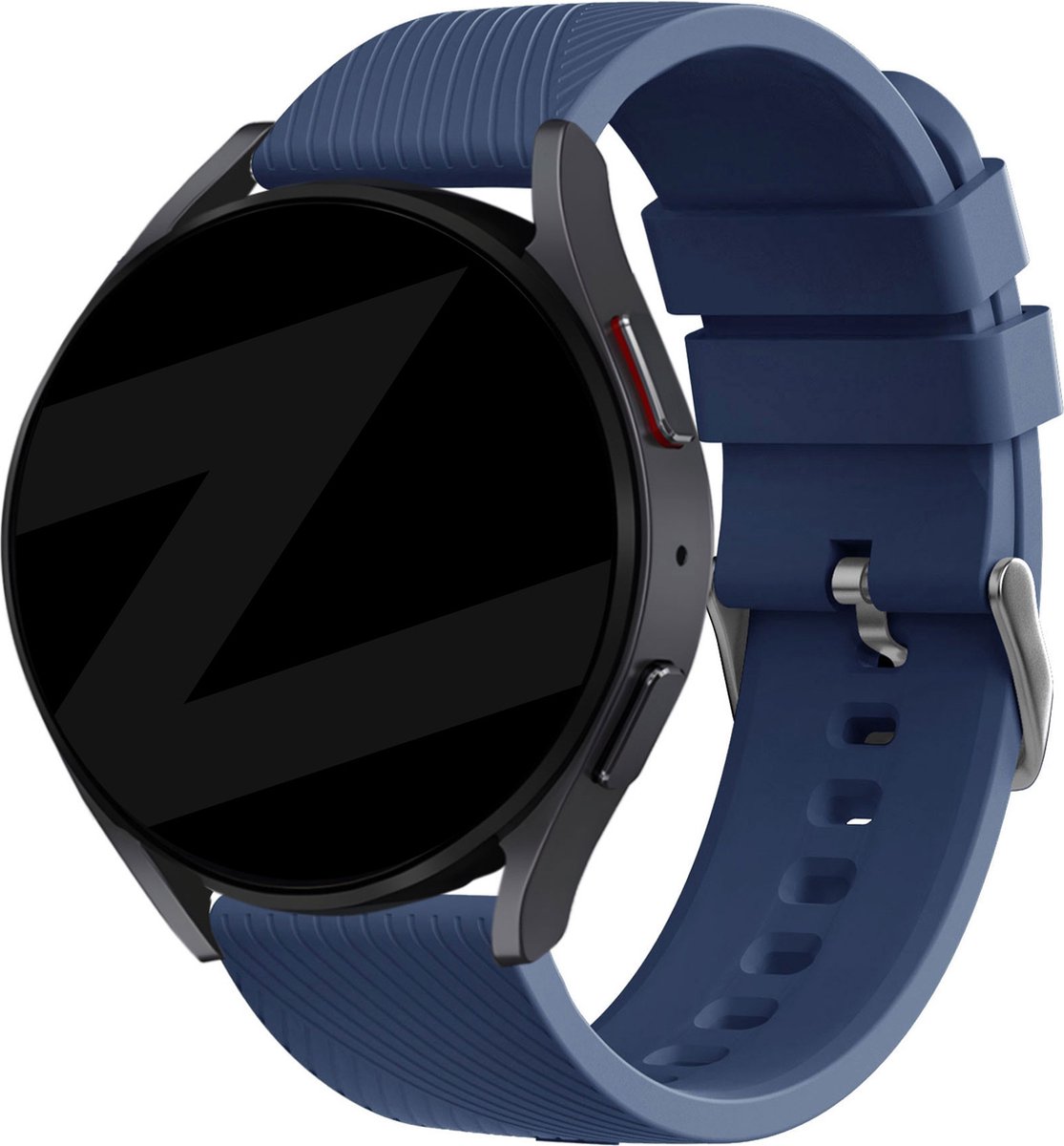 Bandz universeel 22mm siliconen band 'Deluxe' geschikt voor Samsung Galaxy Watch 3 45mm / Watch 1 46mm / Gear S3 - Polar Vantage M / M2 / Grit X - Huawei Watch GT 1/2/3/4 46mm / GT 5 (Pro) (46mm) / GT 2 Pro - Hoogwaardig siliconen - donkerblauw