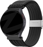 Bandz universeel 22mm gevlochten nylon band geschikt voor Samsung Galaxy Watch 3 45mm / Watch 1 46mm / Gear S3 Classic & Frontier - Polar Vantage M / M2 / Grit X - Huawei Watch GT 1/2/3/4 46mm / GT 2 Pro - Hoogwaardig rekbaar nylon bandje - zwart