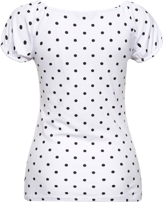 Queen Kerosin T-Shirt mit Polka-Dots QKU21027 Weiß-3XL
