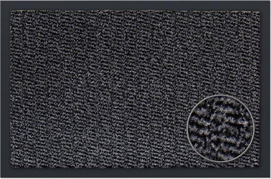 Schoonloopmat - 5 maten - voetmat voor binnen en buiten - schoonloopmat in donkergrijs antraciet zwart 60 x 80 cm