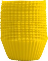GOURMEO® 25 muffinvormpjes in geel, herbruikbaar, hoogwaardig silicone, milieuvriendelijk, BPA-vrij - cupcakevormpjes, bakvormen, cupcake-muffinvorm