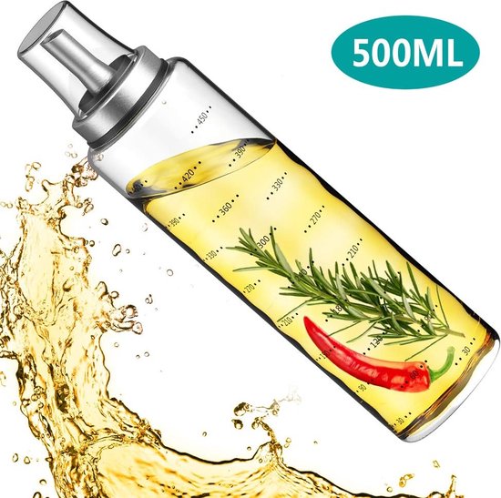 Oliefles 500ML, Olijfolie Flessen Azijndispenser Flessen voor koken met schaal RVS... bol