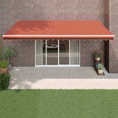 The Living Store Uittrekbare Luifel - 5 x 3 m - Oranje/Bruin - UV-bestendig - Geschikt voor balkons - terrassen - tuinen - restaurants - cafés - winkels - Inclusief frame en motor