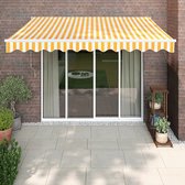 The Living Store Uittrekbare Luifel - Geel en Wit - 3 x 2.5 m (L x B) - Gepoedercoat Aluminium