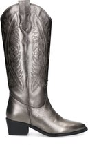 Manfield - Dames - Zilverkleurige leren cowboy laarzen - Maat 36