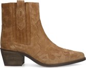 Manfield - Dames - Beige suède cowboy laarzen - Maat 36