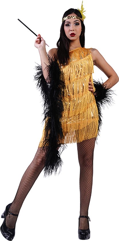 Charleston jurk - Great gatsby outfit - Jurk jaren 20 - Carnavalskleding - Carnaval kostuum - Goud - Dames - Maat M