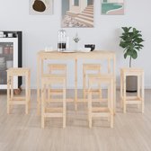 The Living Store Houten Bartafel - Massief Grenenhout - 140 x 80 x 110 cm - Inclusief 6 Barstoelen