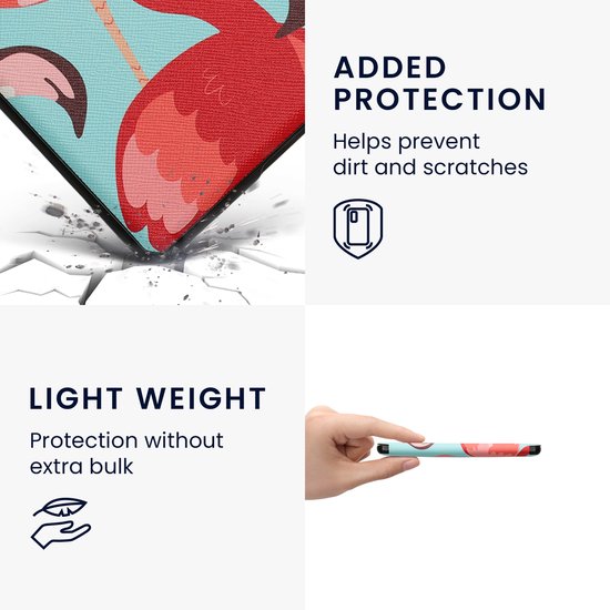 kwmobile e-reader hoesje geschikt voor Amazon Kindle Paperwhite 11. Generation 2021 hoes - E reader flip case met magnetische sluiting - Ereader cover - Flamingo's design in roze / poederroze / rood van kwmobile — afbeelding 2