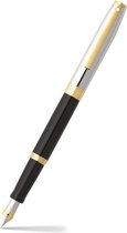 Sheaffer vulpen - Sagaris E9475 - M - Glossy black chrome cap gold trims - SF-E0947553