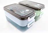 Boîte à lunch avec bol à soupe Blauw et Vert - Boîte à bento - Set - Boîte à lunch adultes - Boîtes repas - Boîte à lunch Enfants - Boîte à lunch avec compartiments - hermétique et étanche - Sans BPA
