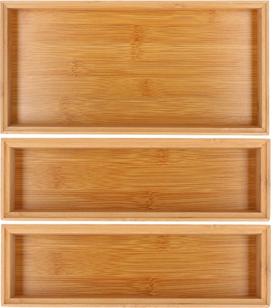 Relaxdays bureau organizers, set van 5, stapelbaar, bamboe, opbergsysteem, badkamer & kantoor