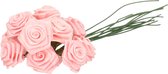 Rayher Decoratie roosjes satijn - bosje van 12 - lichtroze - 12 cm - hobby/DIY bloemetjes