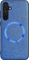 Hoesje Kunstleer Back Cover met MagSafe Blauw Geschikt voor Samsung Galaxy A34