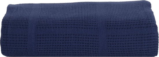 Deken/Plaid marine blauw 100% katoen Warmtedeken/Plaid