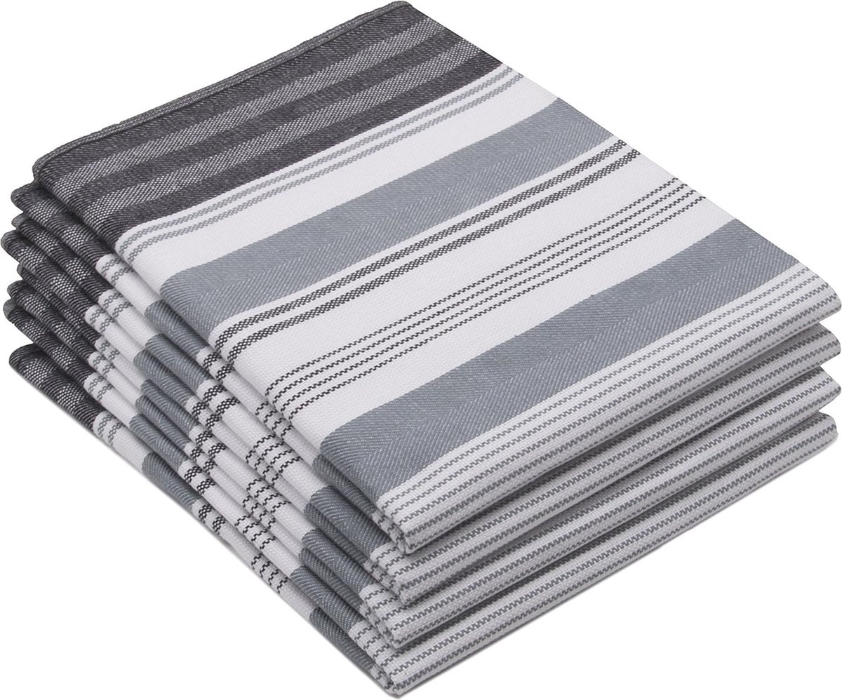 Set van 4 theedoeken, vaatdoeken, 50x70 cm, 100% katoen, 220 gsm, grijs