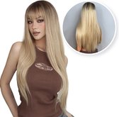 SassyGoods® Blonde Pruik - Pruiken Dames Lang Haar - Wig - Incl. Haarnetje - Wasbaar - 70 cm