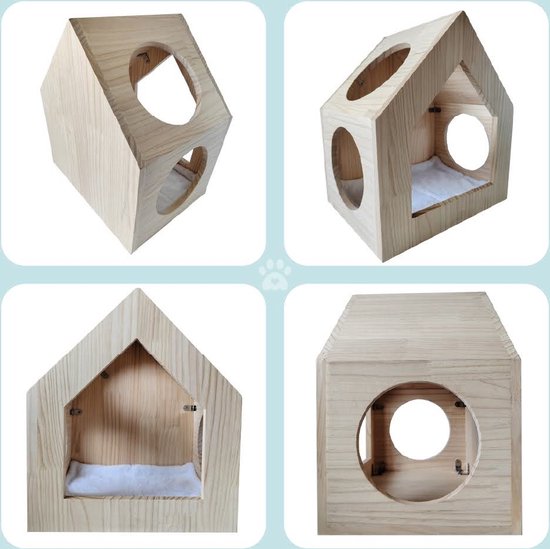S-Lifeeling houten kat huis met hangmat stapelbare inklapbare kat kity kubus kamer splicing kat klimmen combinatie