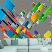 Fotobehangkoning - Behang - Vliesbehang - Fotobehang 3D Geometrie - Color puzzle - 200 x 140 cm