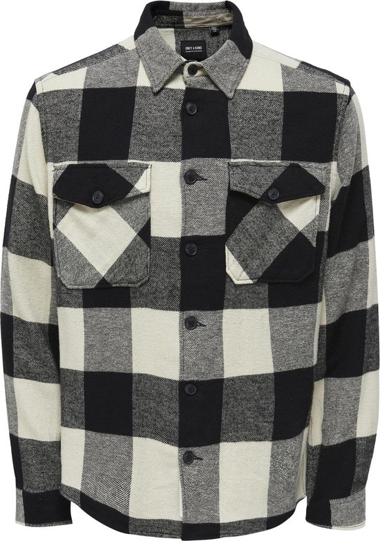 Only & Sons Veste Onsmilo Life Ls Check Overshirt Noos 22019854 Noir Hommes Taille - M