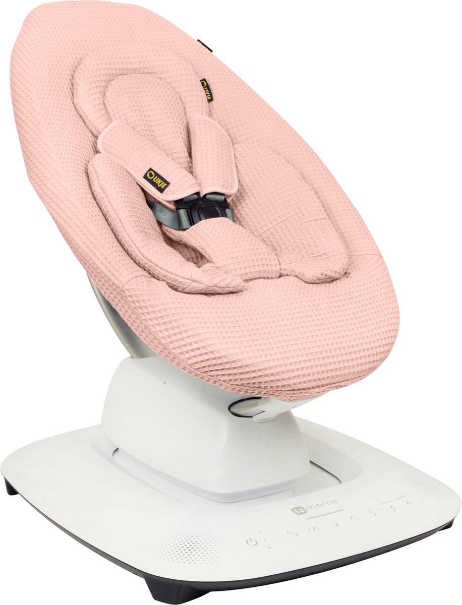 Ukje Verkleinkussen geschikt voor 4Moms Mamaroo 5 Rockaroo Wipstoel - Newborn Insert - Dubbelzijdig - Makkelijk Wasbaar - Perfecte Pasvorm - Zacht Katoen - Roze Wafelstof – foto 2
