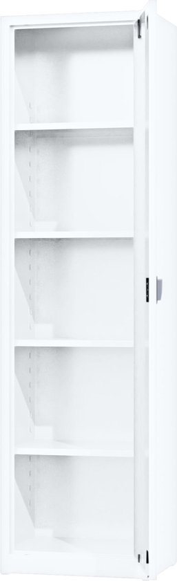 Metalen archiefkast - 180x50x38 cm - Wit - Met slot - draaideurkast, kantoorkast, garagekast - AKP-106 - Povag
