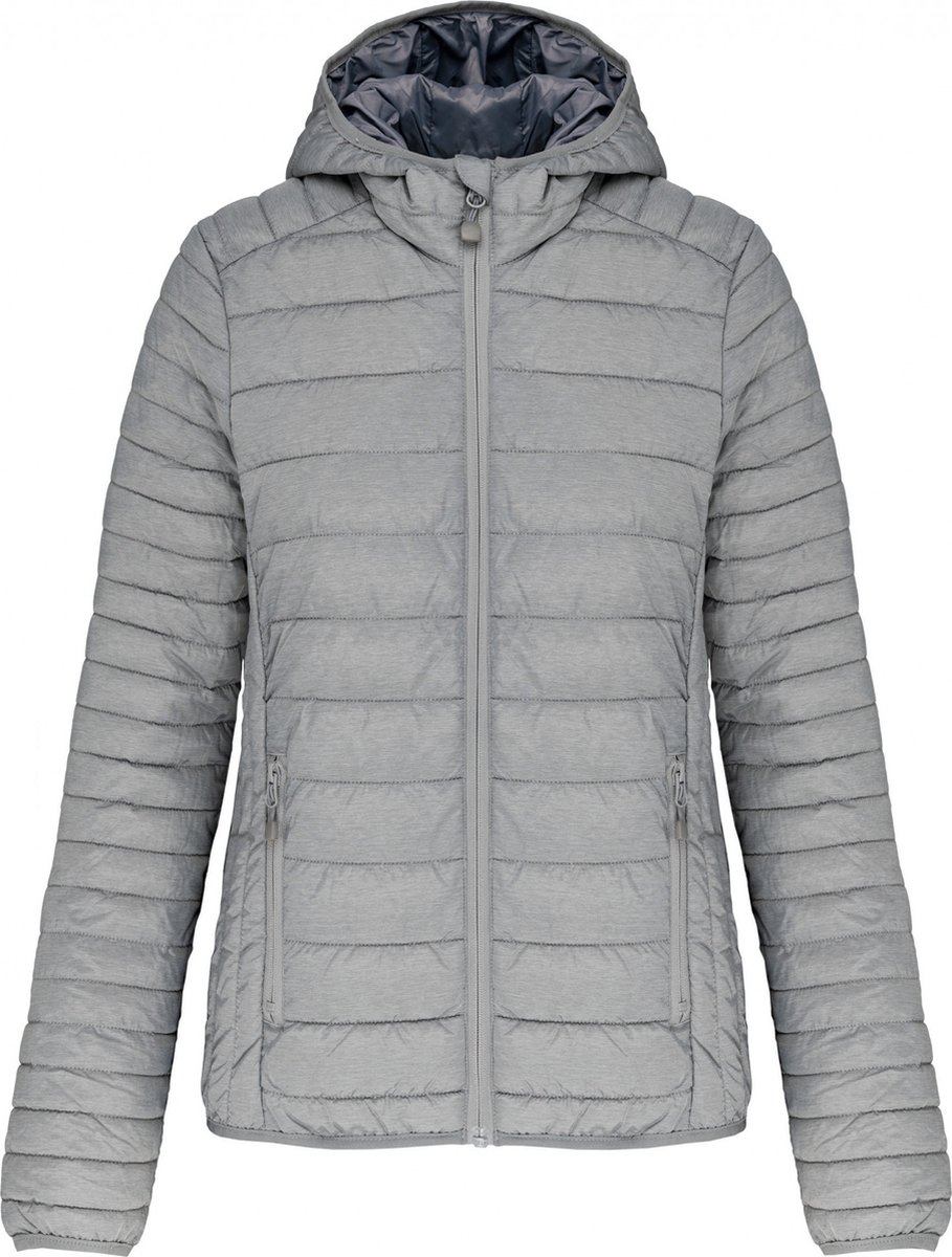 Kariban Ladies’ lightweight hooded padded jacket K6111 Marl Zilver