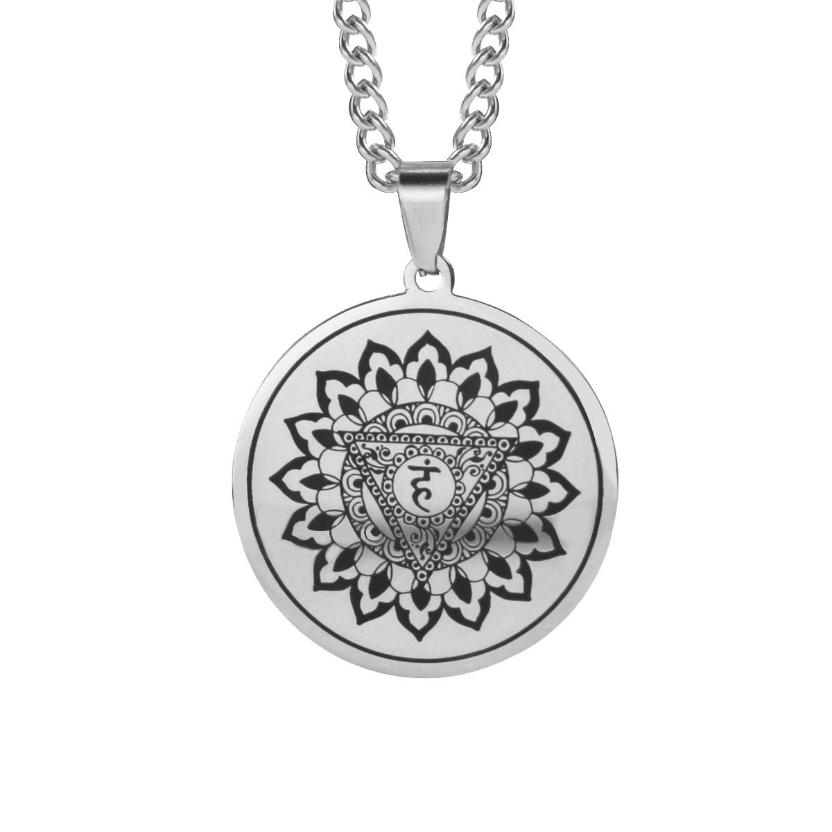 Keel Chakra (Vishuddha) Ketting - Zilverkleurig Talisman - Roestvrij Staal - Spiritueel Cadeau - Pax Amare