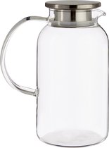 Glazen sapkan/schenkkan karaf met luxe deksel van 1,9 liter - Formaat: 17,2 x 12 x 22 cm - Materiaal borosilicaatglas