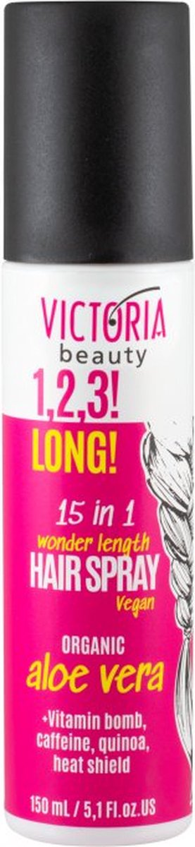 Victoria Beauty -1, 2, 3! LONG! 15-in-1 Wonder Length Hair Spray - Bevordert Haargroei - Hydratatie - Wartemschild - Veganistisch - BIO Aloe Vera - Vitaminebom - Quinoa - Cafeïne
