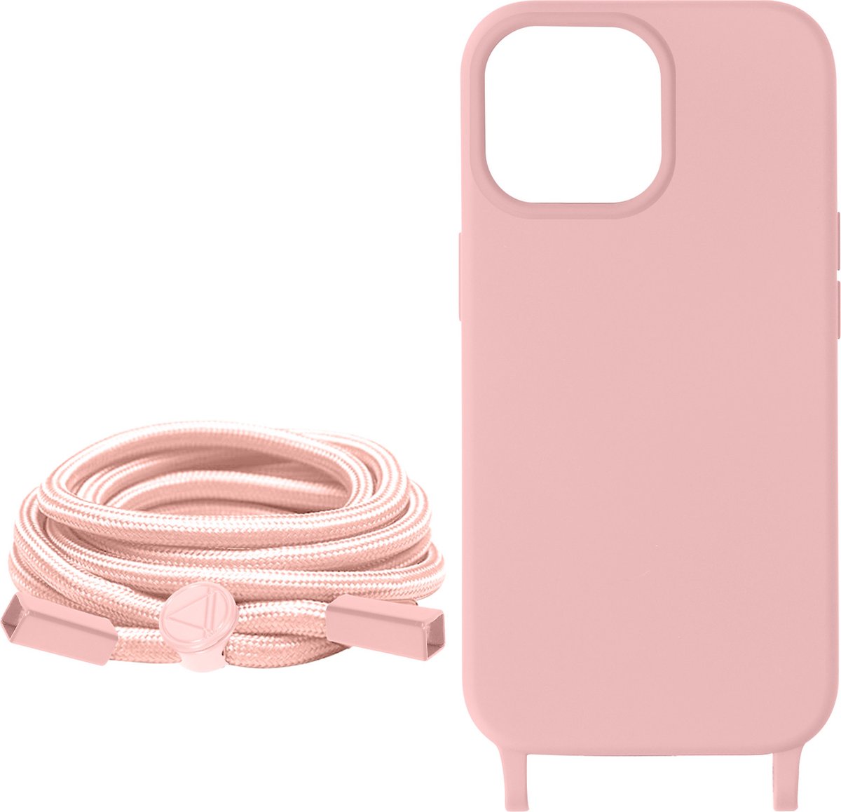 Avizar Koordhoesje Geschikt voor iPhone 15 Pro Max Soft-Touch, Corda-serie, Lichtroze