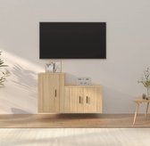vidaXL TV Meubel Set - Sonoma Eiken - Wandgemonteerd - Voldoende Opbergruimte - Kast
